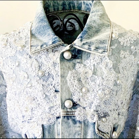 MIKAL COUTURE DENIM & LACE JACKET - Picture 8 of 10
